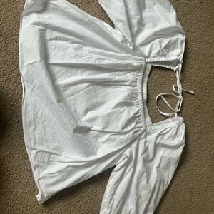 Madewell White Blouse with Tie Detail